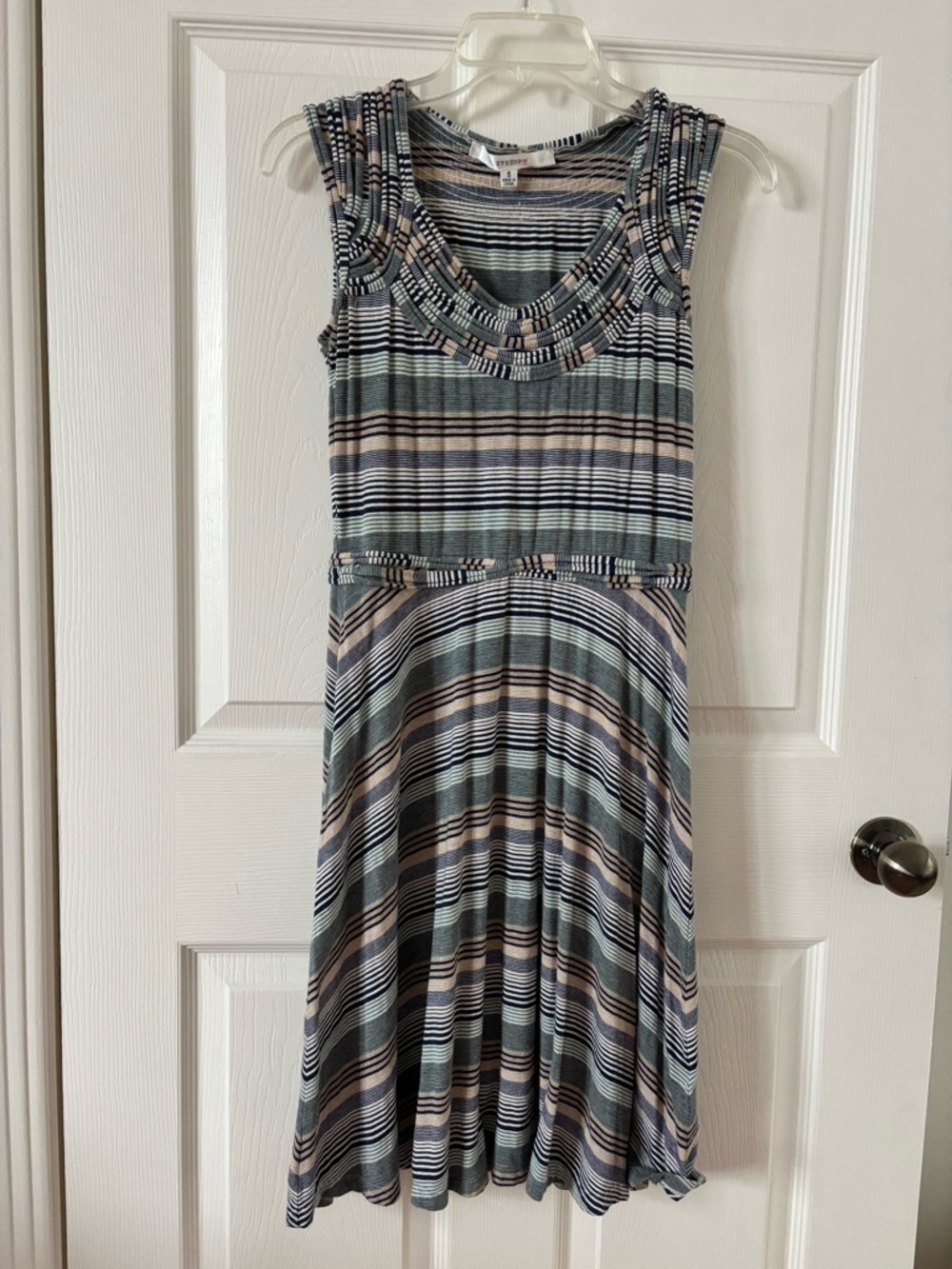 Studio M Navy, Cream & Beige Striped Top